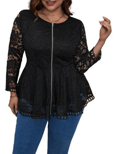 Campera Con Encaje  Peplum Importada Shein Plus Size Grande 