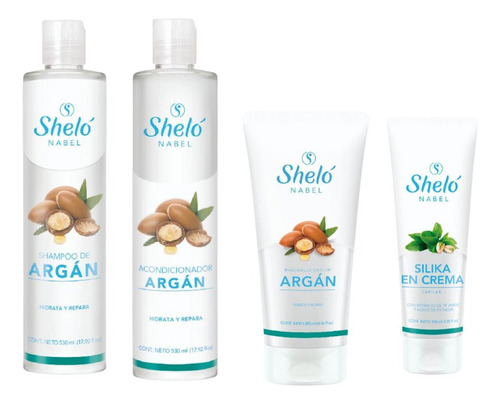 Shampoo + Acondicionador + Mascarilla Argán + Silika Shelo