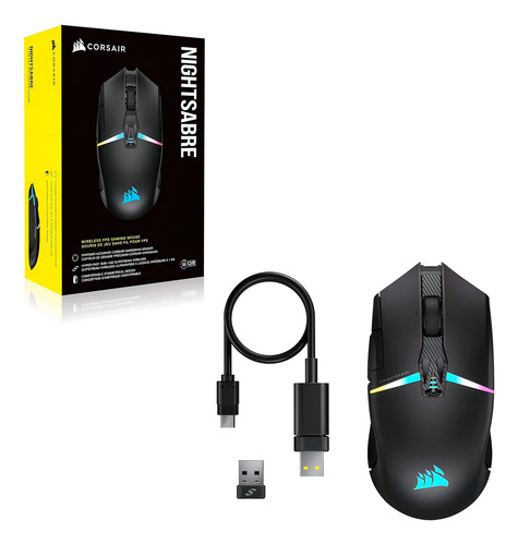 Mouse Corsair Nightsabre Wireless Rgb Color Black