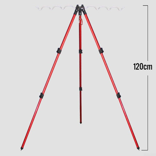 Soporte Trípode Portátil Rojo Ajustable Para Cañas De Pescar