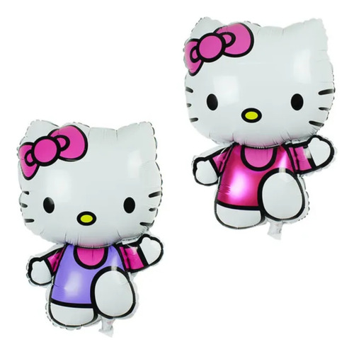 Pack 2 Globos Metalizados Princesa Rosa Gatita Con Lazo 