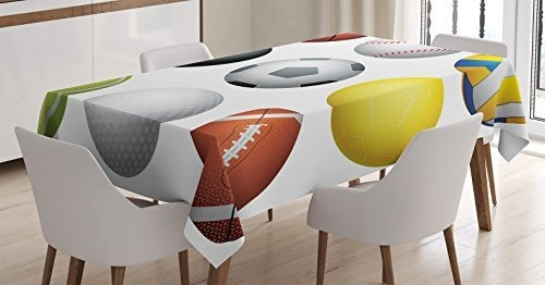 Ambesonne Sport Tablecloth, Diversified Sport Balls N98nz