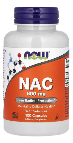 Nac Acetilcisteína 600mg 100 Capsulas - Now Foods Importado