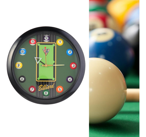 Reloj De Pared Con Bola De Billar, Reloj Silencioso Negro