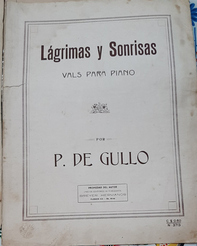 Partituras Vals Para Piano Rossi Gullo Datta Pidoto Arguello (Usado)