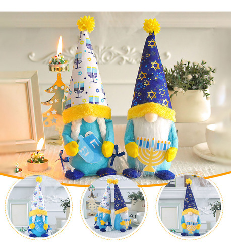 Zh Sroje Y Ornament Hanukkah Doll Rudolph, Sombrero Azul,