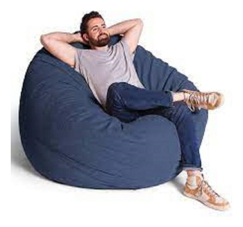 Puff Maçã Suede 110cmx115cmx95cm Confort Com Flocos Isopor Cor Azul