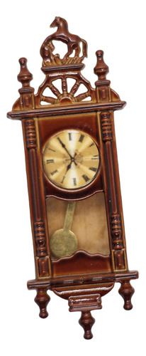 1:12 Casa De Muñecas Reloj De Pared Estilo Vintage Marrón
