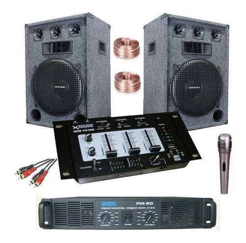 Equipo De Audio Completo Dj 2 Bafles 15  Ampli + Consola Usb