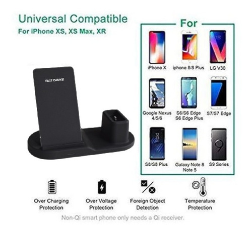 Imagem 2 de 6 de Carregador Sem Fio Para Celular Relogio Fone Carregamento