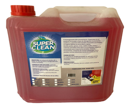 Desengrasante Industrial Alta Concentracion Superclean 5 Lit