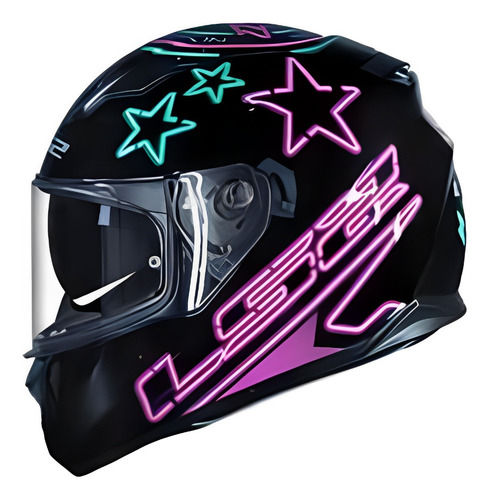 Casco Para Moto Evo Negro Fucsia Turquesa