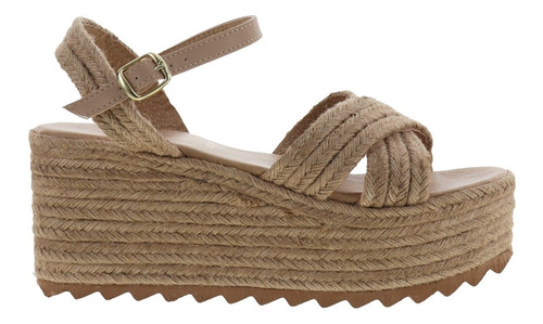 Imagen 2 de 4 de Sandalias De Plataforma Casual Tiras Cruzadas Yute