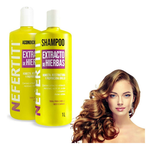  Shampoo Nefertiti Cabello Seco O Dañado Extracto De Hierbas Kit De Hierbas En Botella De 1000ml De 2kg Por 1 Unidad