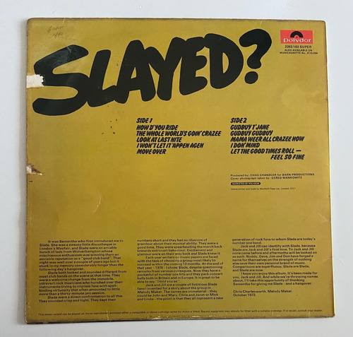 Lp Slade Slayed? Vinil Importado (Usado)