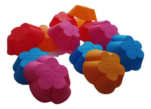 Molde Silicona Flor 5 Pétalos Cupcakes X 12 Unidades