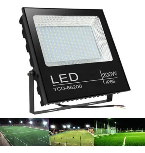 Reflector Led 200w 110/220v 6500k Ip66 Potente Exterior Gara