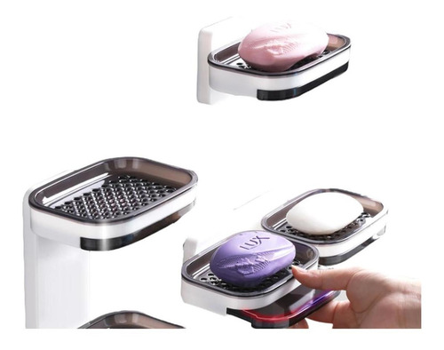 Imagen 1 de 10 de 2 Jaboneras Elegante Porta Jabon Organizadores Adhesivo Baño