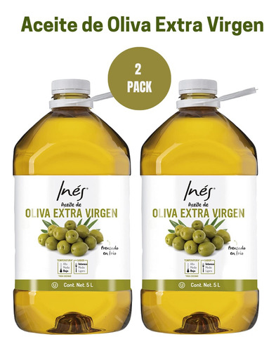 Aceite De Oliva Extra Virgen Ines 2 Piezas De 5 Litros