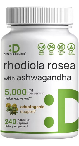 Rhodiola +ashwagandha Puro Adaptogeno Natural 5000mg 240caps