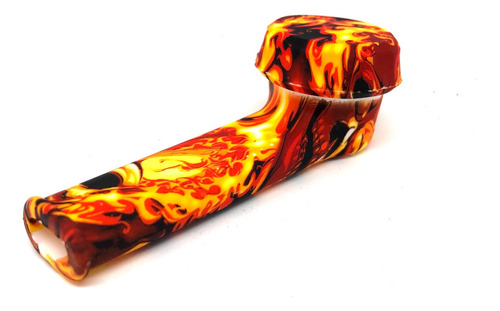 Pipa De Silicona Fuego Con Filtro De Vidrio 420 Diseño