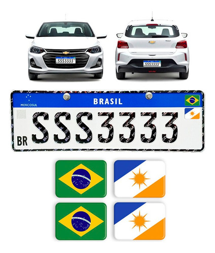 Adesivos Bandeira Brasil/tocantins Placa Nova Carro Resinado