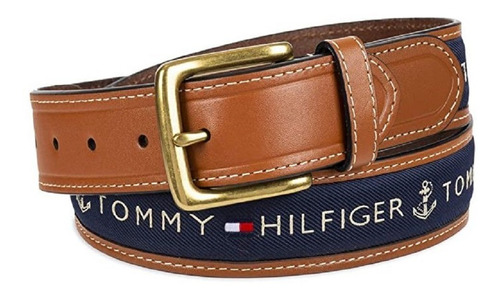 Tommy Hilfiger Cinturón De Cuero Con Incrustaciones Marca