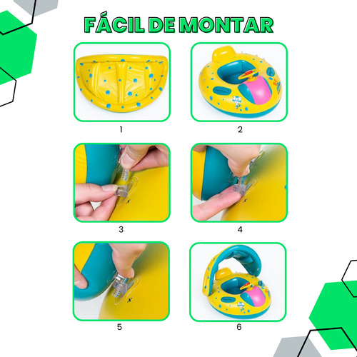 Boia Bote Carrinho Bebê Infantil Inflável Piscina Cobertura Removivel Proteção Com Volante Pop Imports