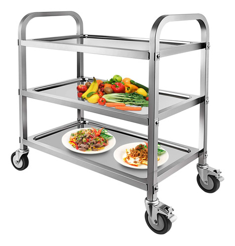 Carrito De Acero Inoxidable Con Ruedas Y Estante Para Cocina