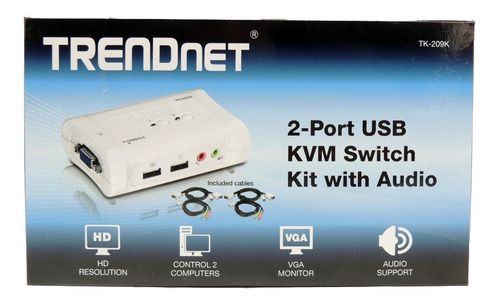 Chaveador Kvm Trendnet Tk-209k Com Audio 2 Computador X1