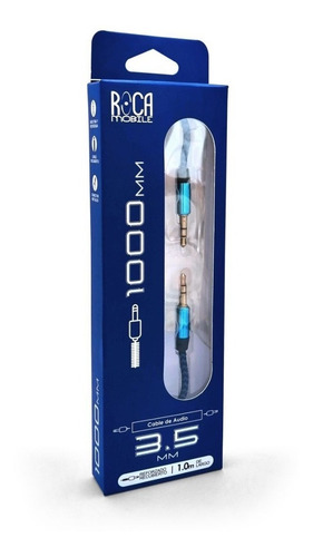 Imagen 4 de 5 de Cable De Audio Auxiliar Roca Tejido Jack 3.5mm 1m Everest