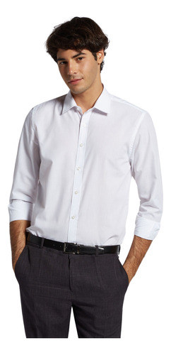 Camisa Macowens De Vestir Lisa Blanca Hombre 44472