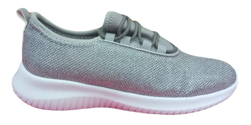 Tenis Para Dama Con Destellos Brillantes Color Gris, Comodo.