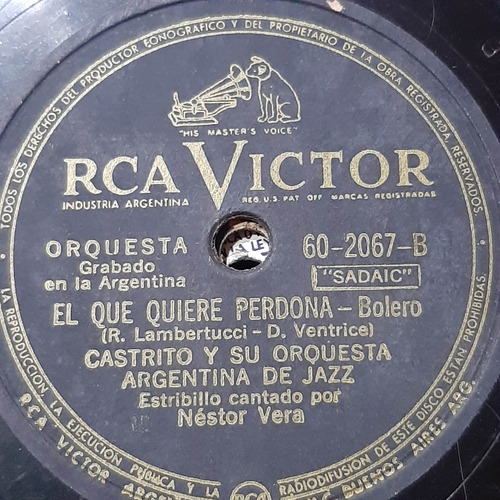 Pasta Castrito Or Arg Jazz Nestor Vera Rca Victor C241