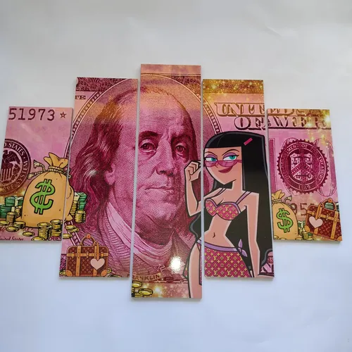 Cuadro Decorativo Moderno Billete 100 Dolares 5 Piezas