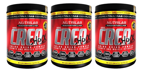 Creatina Nutrilab Crea Shock X 300 Grs X3  Fuerza Volumen 