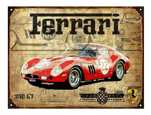 Cartel Chapa Publicidad Antigua Logo Ferrari P264