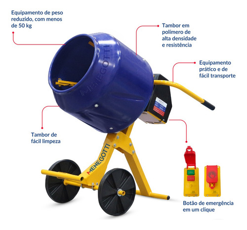 Betoneira Compacta 130 Litros Motor 1/2 Cv 220v - Menegotti
