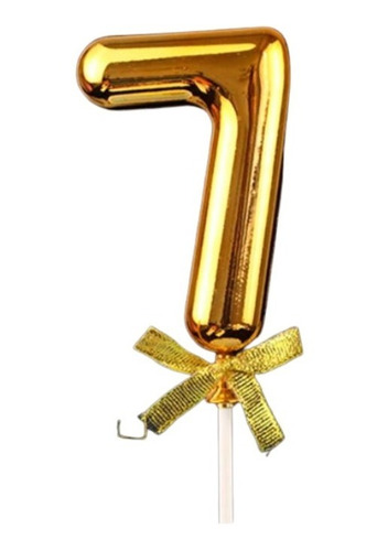 Cake Topper Dorado Numero 7 Acrilico Tipo Vela