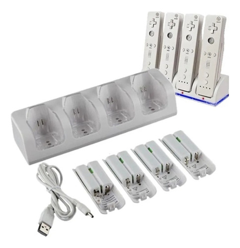 2024 4 Baterías Recargables De 2800 Mah Y Base De Carga Wii