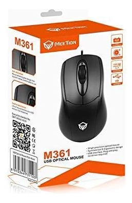 Meetion Mt-m361 Ratón Óptico Oficina Con 3 Botones Cable Usb