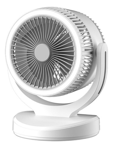 Ventilador De Escritorio Recargable Portátil Con Luz Led 22.5 Cm Blanco Gris Plástico 3