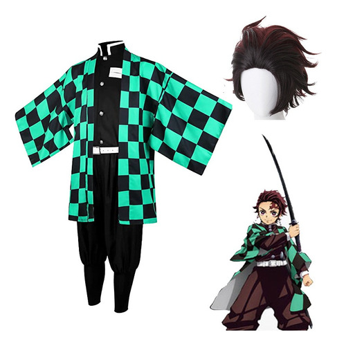 Demon Slayer Kimetsu No Yaiba Zenitsu Traje Cosplay+peluca