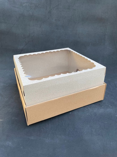 20 Bandejas Con Tapa Y Visor Para Desayuno Merienda Papa Marron 30x30x12