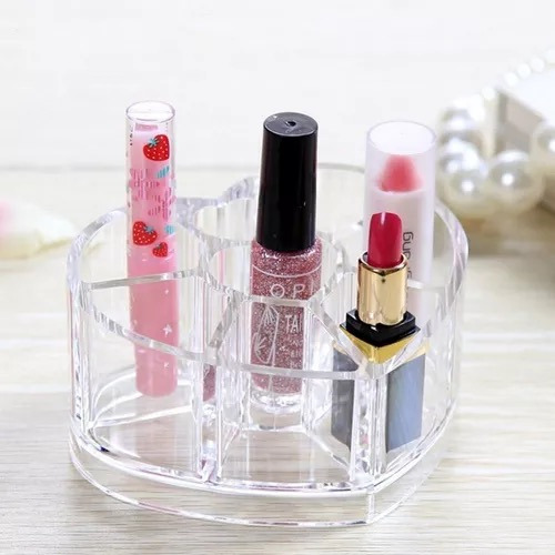Organizador De Acrílico En Forma De Corazón Brochas Labiales