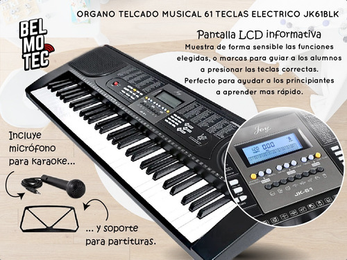 Teclado Musical Organo Piano Teclas Timbres 5 Octavas Atril