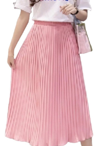 Imagem 3 de 6 de Saia Midi Plissada Malha Crepe Social Feminina Preço Baixo