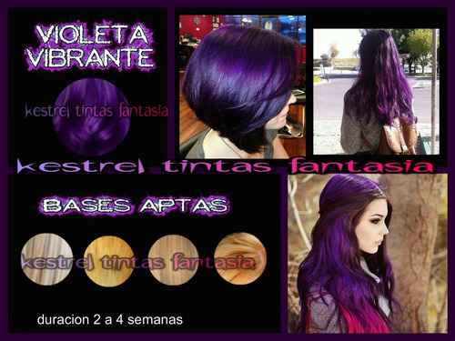 Imagen 2 de 9 de Tinta Fantasia Cabello Colores Color Violeta Vibrante 100ml