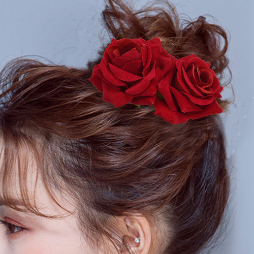 2 Pinzas Para El Pelo Con Forma De Rosa, Diseño De Flor, Par