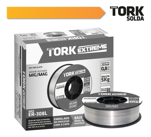 Arame Solda Inox 308l Uso Com Gás 8mm Rolo De 5kg Mig Tork